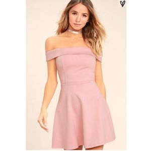 Lulu's Off-Shoulder Blush Dress